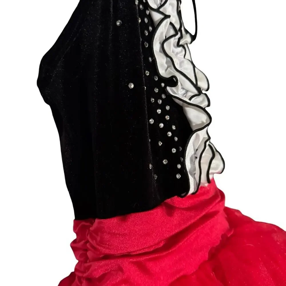 Weissman Moses 14939 Showtime Velvet Bodice Dance Black Red Pageant sz L C